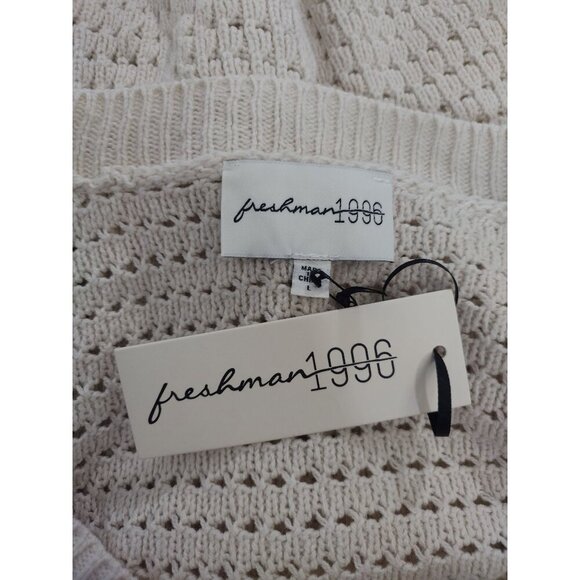 Freshman 1996 Womens Beige Cropped Knit Button-Up Cardigan Sweater L, NWT. - Picture 3 of 8